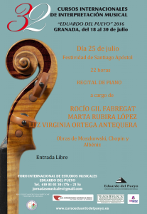 25 julio Recital piano Rocio Gil Marta Rubira y Virginia Ortega